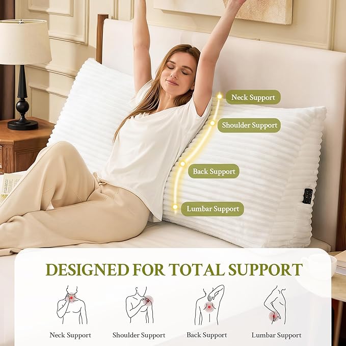 Headboard Pillow Twin, Headboard Wedge Pillow, Back Rest Pillows for Sitting, Reading, Working, Triangle Pillow with Removable Cover, Daybed Pillows for Bed Dorm Sofa, White