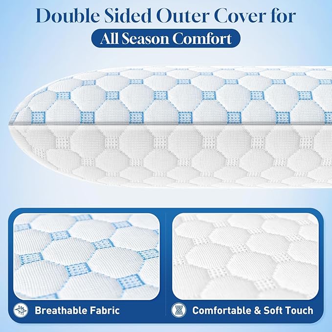 CloudBliss Ultra Slim 2.75” Pillows for Side | Back | Stomach Sleepers, Memory Foam Flat Pillow, Low Profile Sleeper Pillows with Double Sided Comfortable Breathable Pillow Cover, Queen