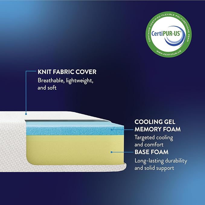 Best Price Mattress 5 Inch Memory Foam Mattress, Medium Firm, Cooling Gel Infused, Certified Safe Foams & Fabric, Mattress in a Box, Twin