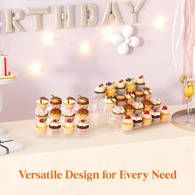 Lifewit Cupcake Stand, Perfume Cologne Organizer, Tool-Free Assembly, Display Riser, Spice Rack, Figurine Holder, Makeup Storage, Room Decor, Party Decorations, Clear, 14″ 4 Tier, 1 Pcs