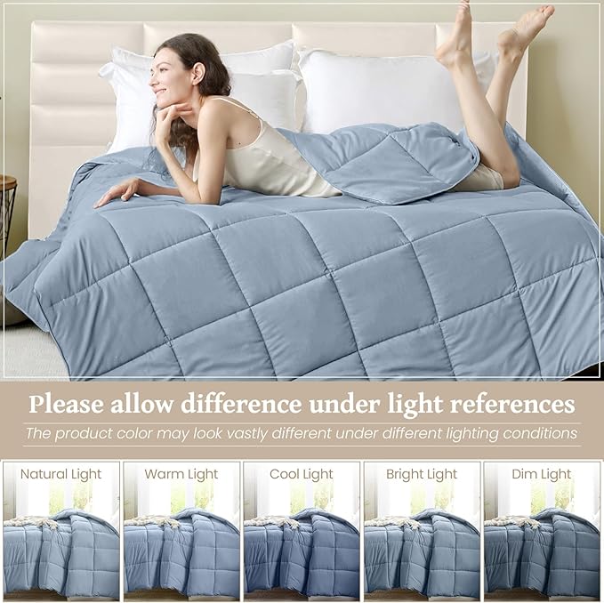 Homelike Moment Twin Comforter Duvet Insert - Blue Down Alternative Bed Comforter Twin Size, Lightweight Bedding Comforters Quilted Soft All Season Blue