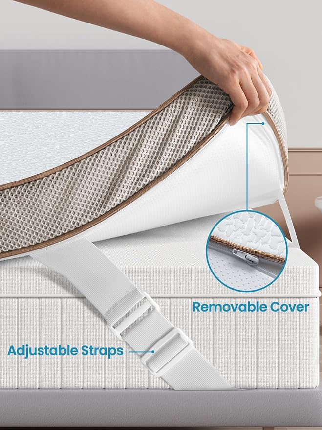 BedStory Cooling Mattress Topper Queen Size, 3 Inch Gel Infused Memory Foam Topper with Cool-to-Touch Removable Cover, Pressure Relief & Deep Refresh Sleep, CertiPUR-US Certified