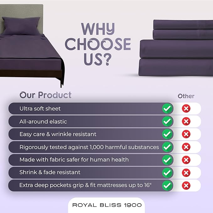 Twin Bed Sheets - 3-Pcs Deep Pocket Cooling Set - Soft and Durable Bedding for All Seasons - Luxurious Twin Size (Plum)