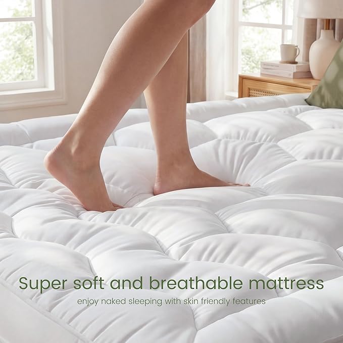 Full Size Mattress Topper, 3 Inch Hybrid Filling for Balanced Sleep, Extra Thick Mattress Topper with Breathable Cover, Universal Fit for Bedrooms, Guest Rooms & RVs