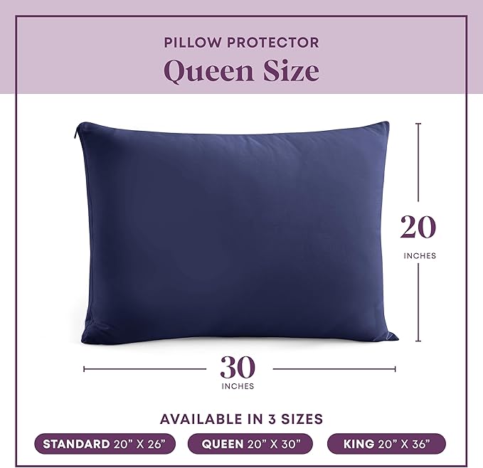 CirclesHome Pillow Protectors 4 Pack Queen Zippered - 100% Cotton Breathable Pillowcases - Protects Pillows from Dirt, Dust and Debris (Queen- Set of 4 - 20x30)