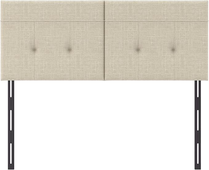 Queen Headboard Only with Adjustable Metal Legs, Faux Leather Upholstered Headboard Queen Size, Modern Stylish Headboard with Sunken Dot Design, Sturdy Bed Headboard for Bedroom, Linen