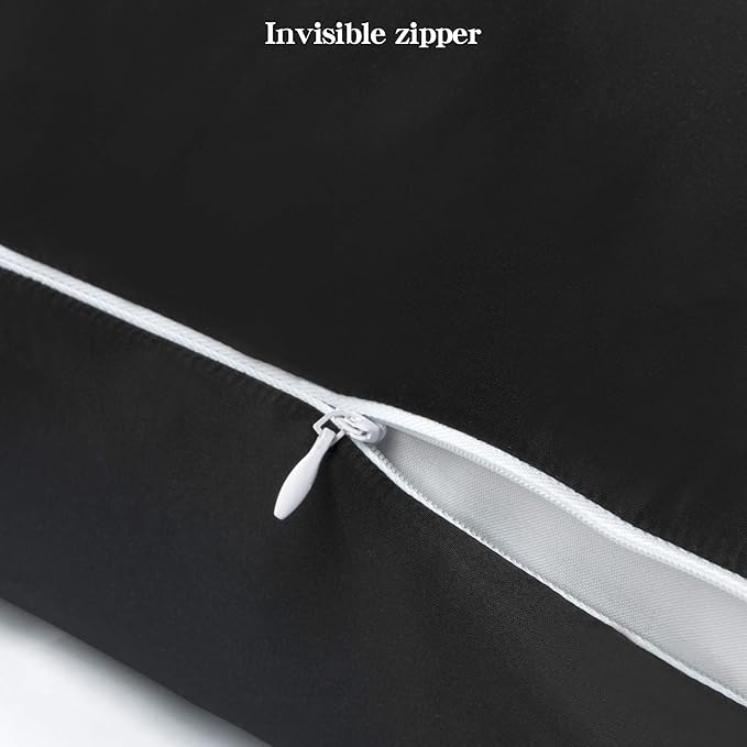 NTBAY Zippered Satin Body Pillow Pillowcase, Silky Slip Cooling Body Pillow Cover, Long Side Hidden Zipper, 20x54 Inches, Black