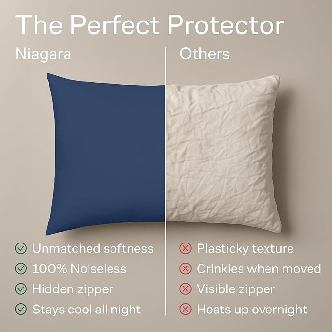 Ultra Soft Pillow Protectors with Zipper King Size - Set of 4 Breathable Pillow Covers - 100% Protection Against Stains, Dust & Dirt - Machine Washable (Navy Blue)