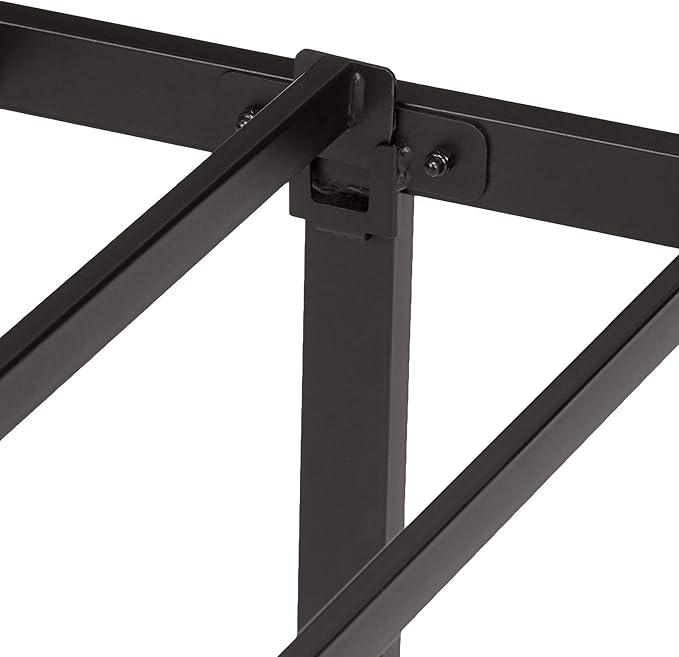Amazon Basics Sturdy Heavy-Duty Non-Slip Platform Bed Frame, Steel Slats Support, Noise Free, Easy Assembly, No Box Spring Needed, 14 Inch Storage Height, Queen Size, Black