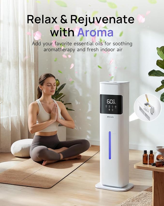 Humidifier Large Room, 2.1Gal/8L Cool Mist Humidifiers for Bedroom 500 sq ft, Humidifiers for Home with Essential Oil Diffuser, Top Fill Quiet Humidifier for Baby Nursery Office Plants, White