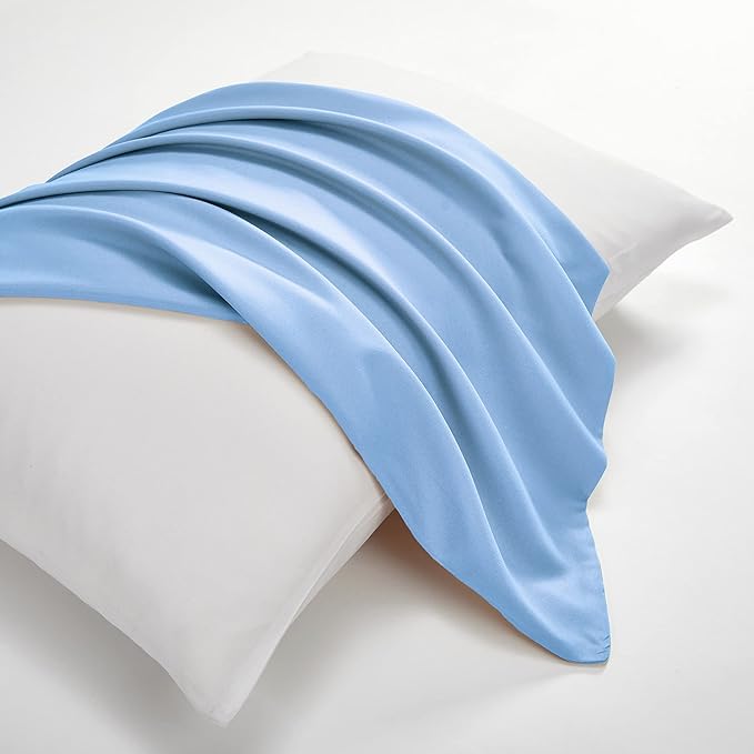 EVOLIVE Body Pillow Cover 21"x54", Ultra Soft Microfiber Pillowcase with Hidden Zipper, Breathable, Machine Washable, for Pregnancy & Side Sleepers, Cover Only (21"x54" Body Pillow Cover, Light Blue)