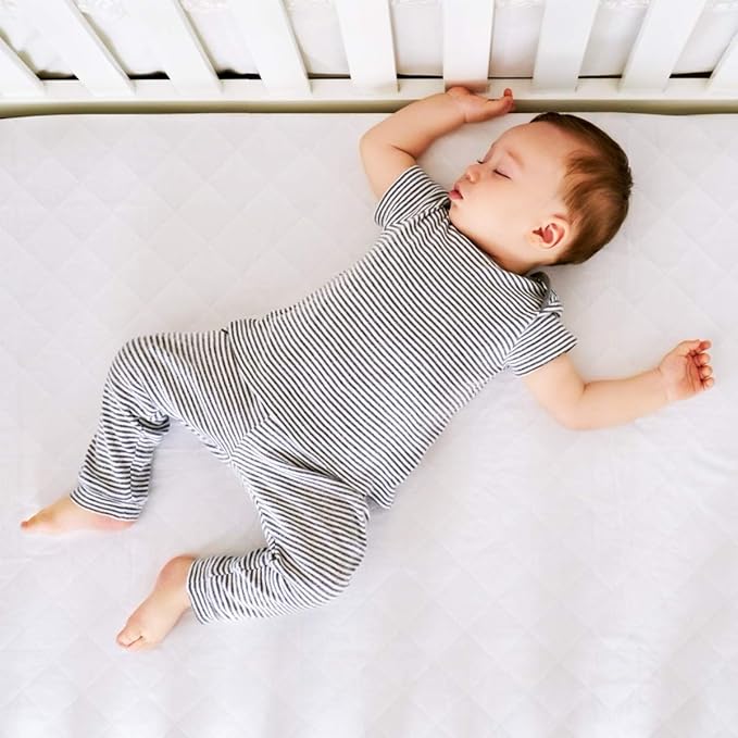 GRT 1 Pack Waterproof Crib Mattress Protector, Quilted Baby Mattress Cover Fitted Deep Pocket from 4" up to 9", Extra Soft Breathable & Noiseless Toddler Mattress Pad 52"x28", White