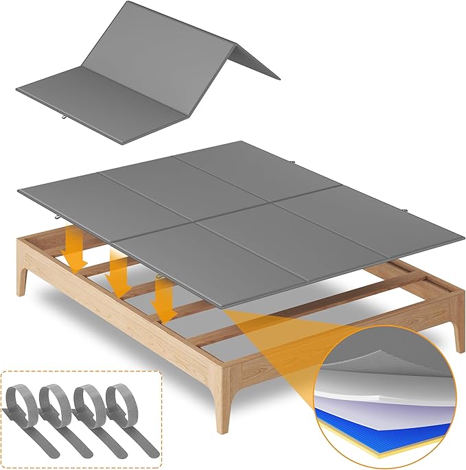 Metal-Frame-Bunkie-Board-Queen-Size (60"X80") for Under-Mattress-Support - Heavy Duty Bed Board Design,Folding, Noise Free, No Sagging