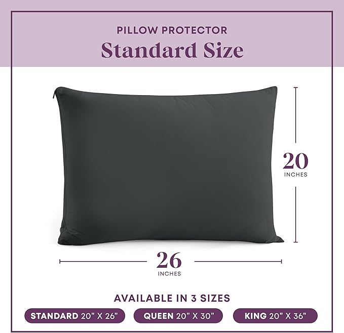 CirclesHome Pillow Protectors 2 Pack Standard Zippered - 100% Cotton Breathable Pillowcases - Protects Pillows from Dirt, Dust and Debris (Standard - Set of 2 - 20x26)