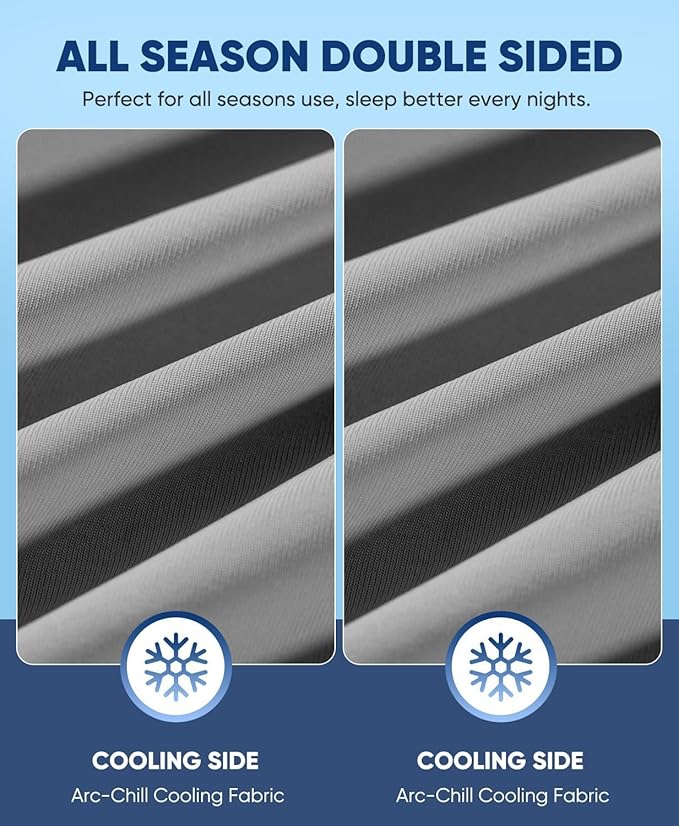 LUXEAR Cooling Pillow Cases King Size, 2 Pack Stretch Arc-Chill Q-max 0.55 Cool Pillowcases, Double-Sided Cooling Design, Protecting Hair & Skin, Gifts for Women & Men, Hot Sleeper, Night Sweat -Gray