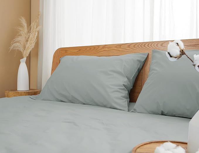 Pillow Cases, Standard Queen Size Cotton Percale Weave Pillowcases, Pre-Shrunk Breathable and Hypoallergenic Pillowcases, Set of 2 (2 Piece Standard/Queen 20 Inch x 30 Inch, Storm Gray)