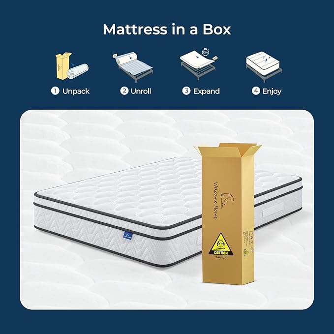 Vesgantti King Size Mattress 14 Inch, Fiberglass-Free | Cool Sleep Hybrid Mattress in a Box - Memory Foam & Pocket Springs, Ergonomic Design, Pressure Relief, Medium Firm Feel, 76"×80"×14"
