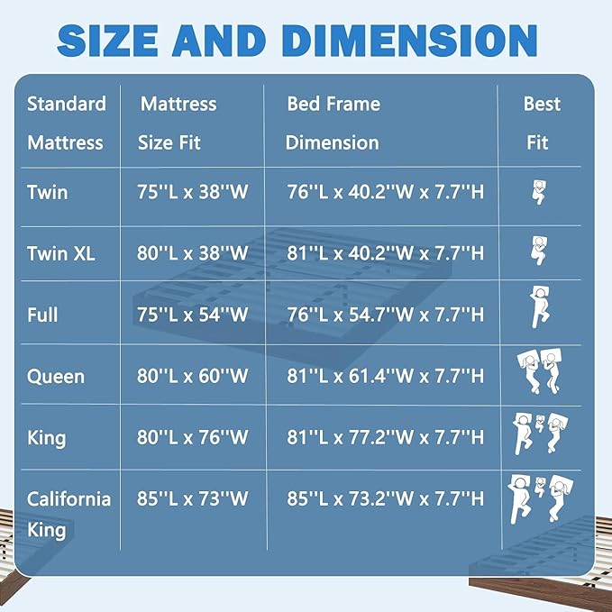 GarveeHome King Size Wood Platform Bed Frame,Wooden Bed Frame Without Headboard, Wood Slat Support,No Box Spring Needed, Easy Assembly