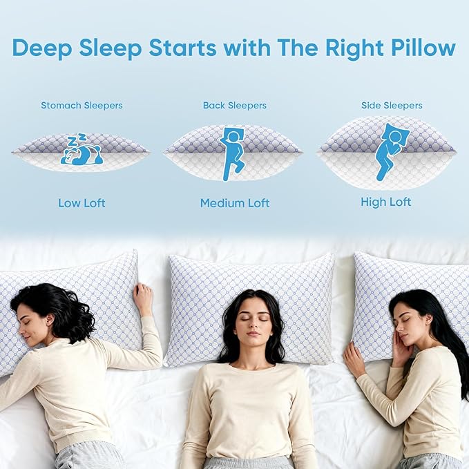OAISZ Cooling Pillow Queen Size, Standard Memory Foam Bed Pillows for Sleeping, Adjustable Pillows with Cooling Cover, Soft Yet Supportive Memory Foam Pillows for Side Back Stomach Sleepers