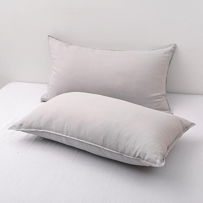 CHUFFED Linen Pillowcases 2 Pack 100% Linen Standard Pillow Cases, Breathable and Cooling Washed Pillowshams with Zipper Closure, 20x36 Inches,Light Grey