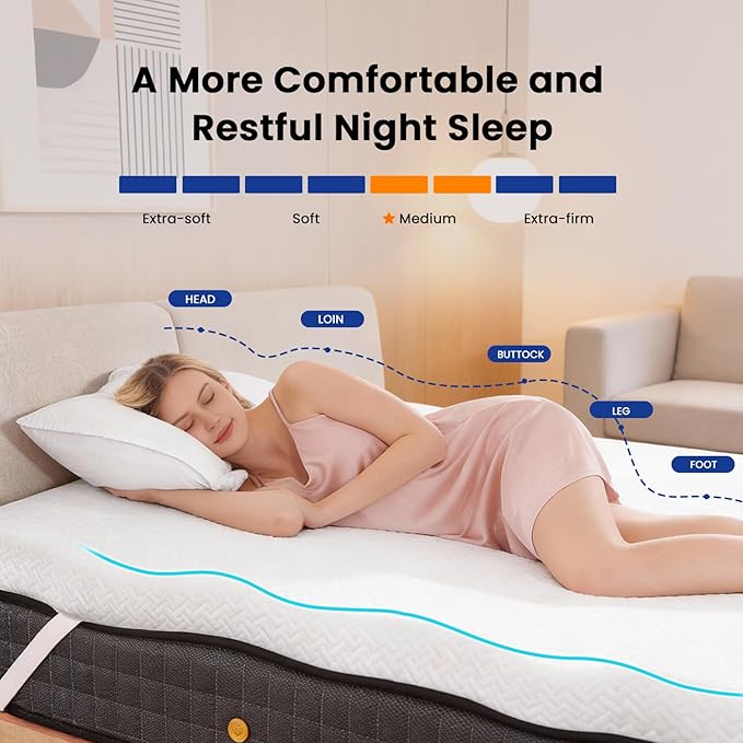 Czpalo California King 3 Inch Gel Memory Foam Mattress Topper with Removable & Washable Breathable Cover, CertiPUR-US Certified