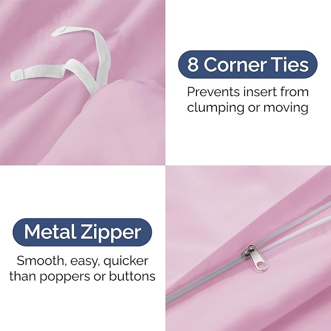 Duvet Cover Cal King Size Set - Extra Soft Cal King Duvet Cover 104" x 98" with 2 Pillow Shams - Hotel Luxury, Easy Care & Fade Free w/ Zipper Closures & Ties - Comfy, Cozy & Breathable (Light Pink)