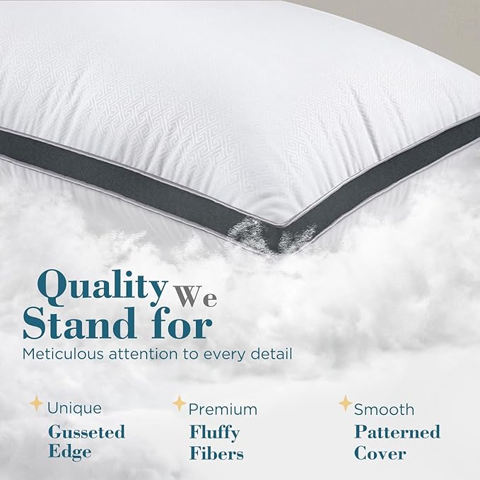 viewstar Bed Pillows King Sizes Set of 2, Hotel Quality Cooling Down Alternative Gusseted Pillows for Side, Back, or Stomach Sleepers, Dark Grey