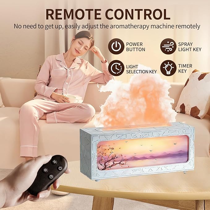 250ml Essential Oil Diffuser, Fireplace Flame Design Aromatherapy Humidifier, 7 Color LED Lights, Ultrasonic Quiet Auto Shut-Off Timer, BPA-Free for Home Bedroom Office (C08W)