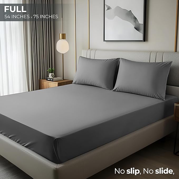 Utopia Bedding Full Fitted Sheet - Bottom Sheet - Deep Pocket - Soft Microfiber - Shrinkage and Fade Resistant - Easy Care -1 Fitted Sheet Only (Grey)