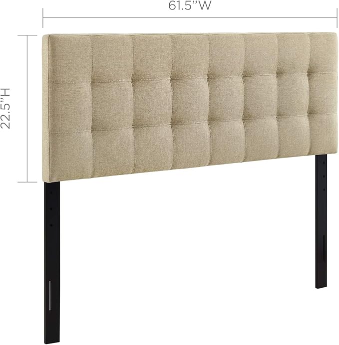 Modway Lily Tufted Linen Fabric Upholstered Queen Headboard in Beige