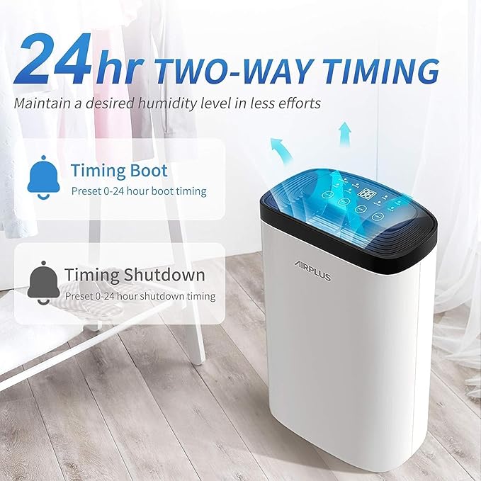 AIRPLUS 1500 Sq Ft Dehumidifier for Home and Basement, 30 Pint Portable Dehumidifiers with Drain Hose for Large Room, Quiet Sleep Mode Dehumidifier for Bedroom, RV De humidifier for Inside Camper