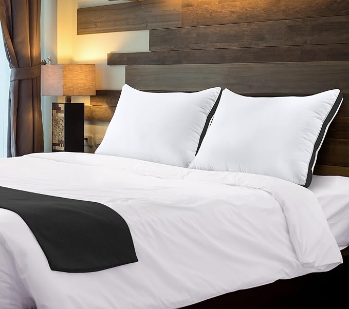 Utopia Bedding Bed Pillows for Sleeping King Size (Black), Set of 2, Soft & Fluffy Pillow with Down Alternative Filling, Cooling, Hotel Quality, Gusseted Pillow for Back, Stomach or Side Sleepers
