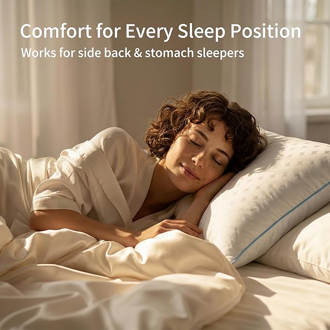 Pillows Standard Size Set of 2 – Standard Bed Pillows for Sleeping, Down Alternative Fill, Supportive Comfort, Hotel Style, Machine Washable, for Side Back Stomach Sleepers