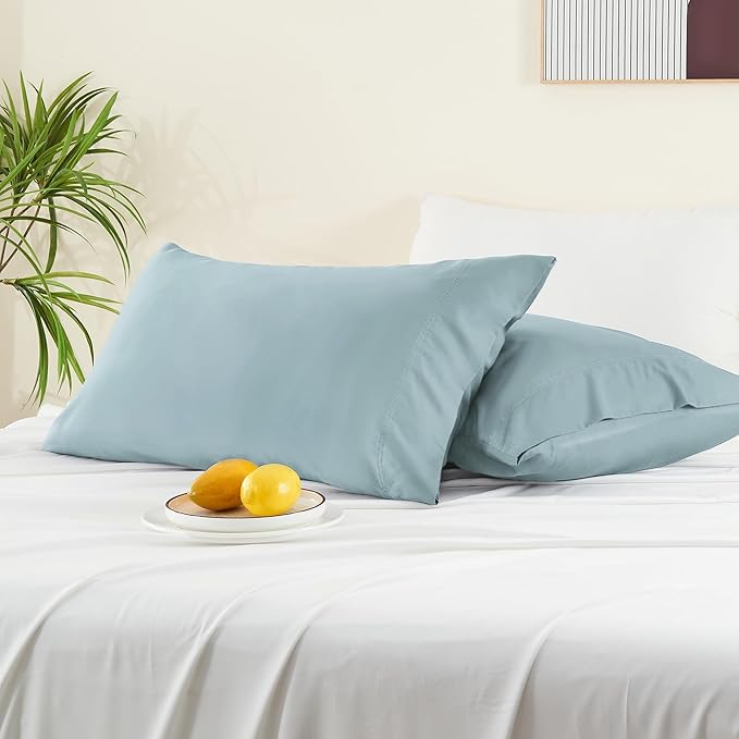 BEDELITE King Size Pillow Cases Set of 2, Rayon Derived from Bamboo, Cooling Pillow Cases for Hot Sleepers & Night Sweats, Breathable and Silky Soft Envelope Pillowcases(Haze Blue, 20"x36")