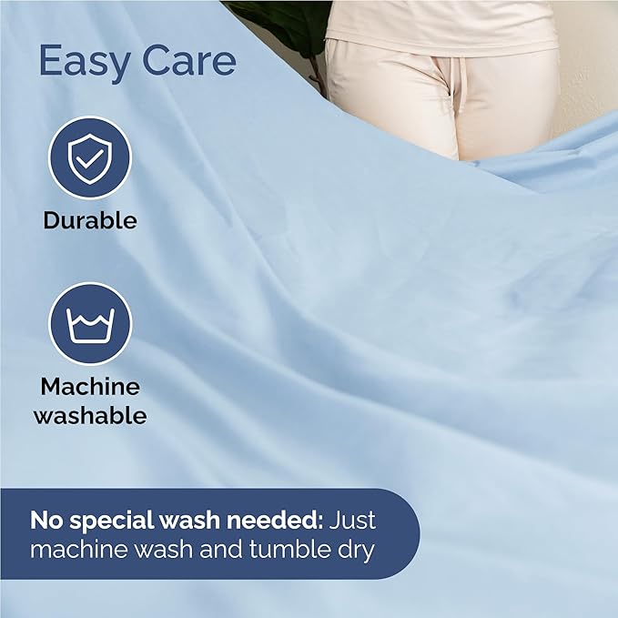 Full Size 4 Piece Sheet Set - Comfy Breathable & Cooling Sheets - Hotel Luxury Bed Sheets for Women and Men - Deep Pockets, Easy-Fit, Soft and Wrinkle Free Sheets - Light Blue Oeko-Tex Bed Sheet Set