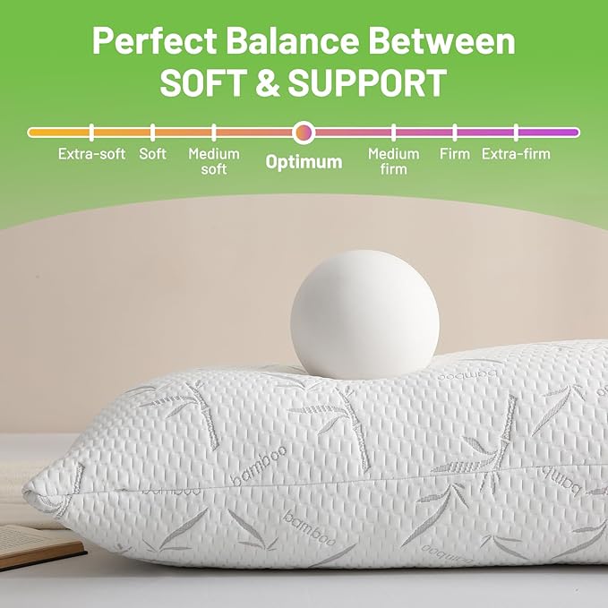 Primesoft Full Body Pillow with Removable Pillowcase for Adults,（Memory Foam Filling）（Long Pillow for Side Sleepers） （Fluffy and Firm）（Adjustable Filling）（20×54 Inch，White）