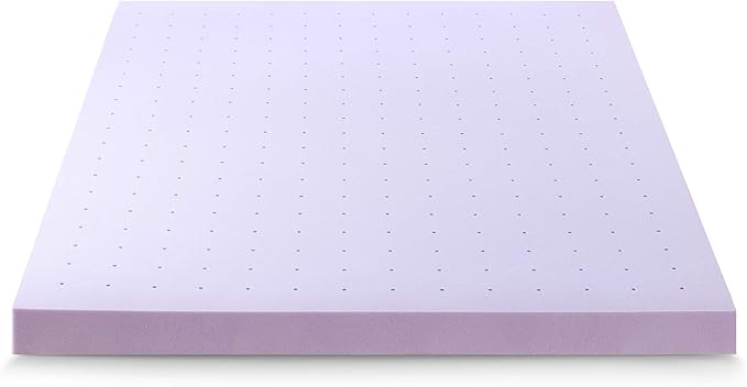 Mellow 4 Inch Ventilated Memory Foam Mattress Topper, Soothing Lavender Infusion, CertiPUR-US Certified, King