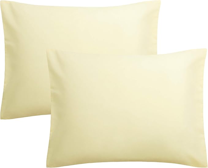 FLXXIE Pillow Cases Standard Size, Soft Microfiber Pillow Covers with Envelope Closure, Wrinkle, Stain Resistant Pillowcases, 2 Piece Set, 20x26, Ivory