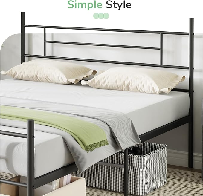 Novilla Metal Full Size Bed Frame with Headboard and Footboard, 14 Inch Platform Bed Frame with Storage No Box Spring Needed, Strong Metal Slats Support