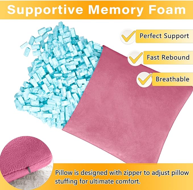 1 MIDDLE ONE 2 Pack Small Pillow, Memory Foam Mini Pillow 11 X 7 Inches for Travel, Sleeping, Nap and Neck, Knee, Lumbar Support, Tiny Cushion for Pet, Dogs (Purple)