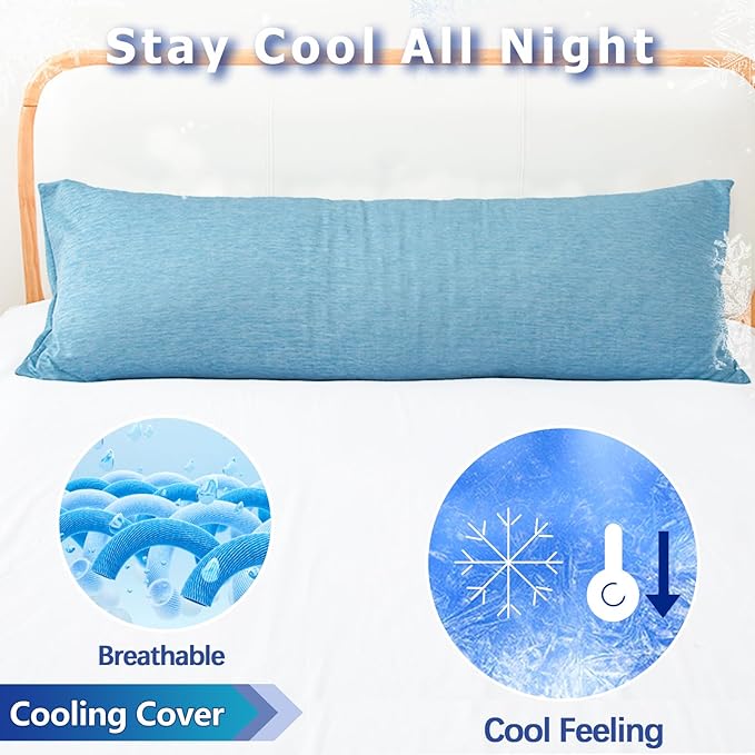 1 MIDDLE ONE Body Pillow, Cooling Memory Foam Body Pillows for Adults Sleeping, Long Pillow for Bed, Big Large Firm Full Body Pillow for Side Sleeper, 20x54 Inch, Cooling Blue