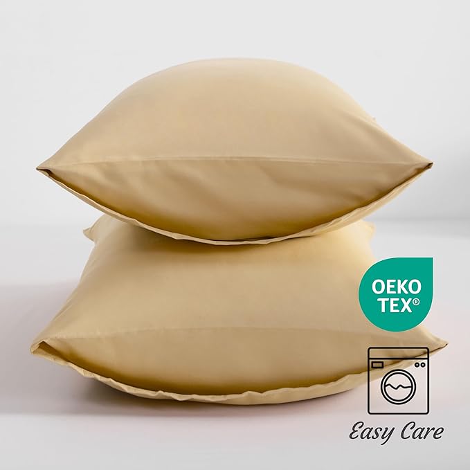 NTBAY Queen Pillow Cases Set of 2, 2 Pack Brushed Microfiber Pillowcases, Soft, Wrinkle, Fade, Stain Resistant Pillow Cases with Envelope Closure, 20x30 Inches, Light Taupe