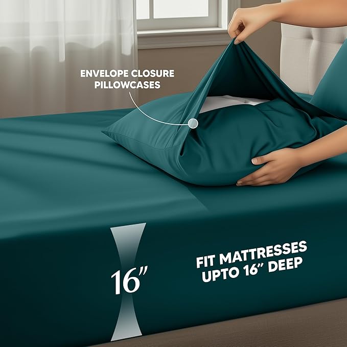 Utopia Bedding Twin Sheet Set – 3 Piece Bed Sheets for Twin Size Bed, Soft and Breathable Microfiber, Includes 1 Fitted Sheet, 1 Flat Sheet and 1 Pillowcase – Oeko Tex (Teal Green)