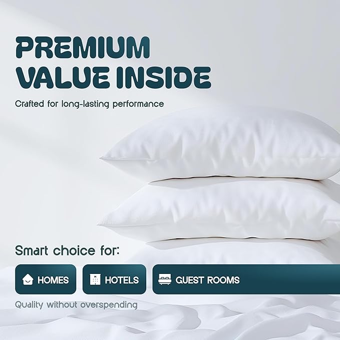 White Classic Pillow Cases Queen Size Set of 6-20 x 30 Ultra-Soft Queen Pillow Protectors with Zipper, 200 Thread Count, Envelope Closure, Pillow Shams