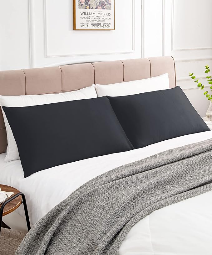 Warmstar Cotton Pillow Cases Queen Size Set of 2, 600 Thread Count Pillowcases 20x30 Inches, Soft Long Staple Cotton Pillowcases Breathable with Envelope Closure,Black