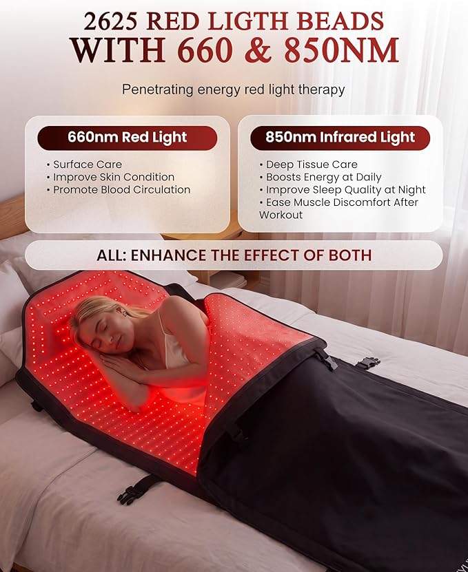 FSA&HSA Eligible Red Light Therapy Mat Full Body, 72"x33" Red Light Therapy for Body with 2625 LEDs, 660nm & 850nm Infrared Light Blanket for Muscle Relaxation, Better Sleep & Home Use
