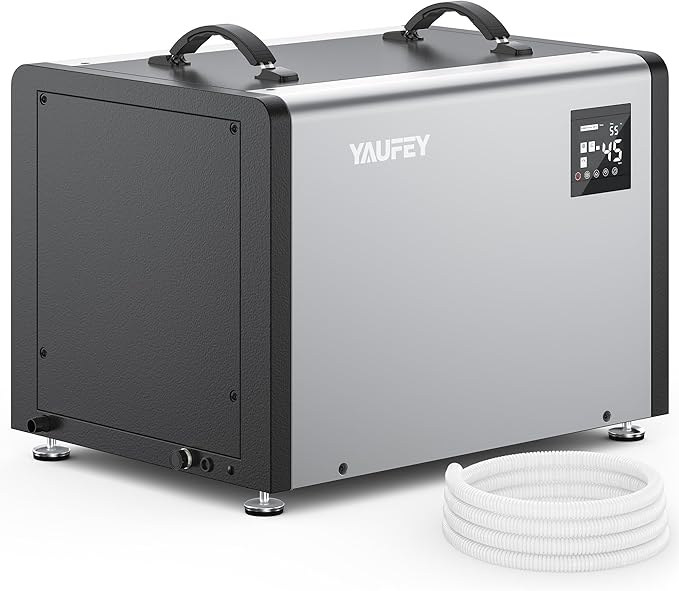 Yaufey 125 Pints Commercial Dehumidifier with Pump for 6500 Sq.Ft. Crawl Space, Basement, Industrial Area, 10-90% RH Humidity Control, 24/7 Running Continuous Drainage, TUV Certified, 5-Yr Coverage
