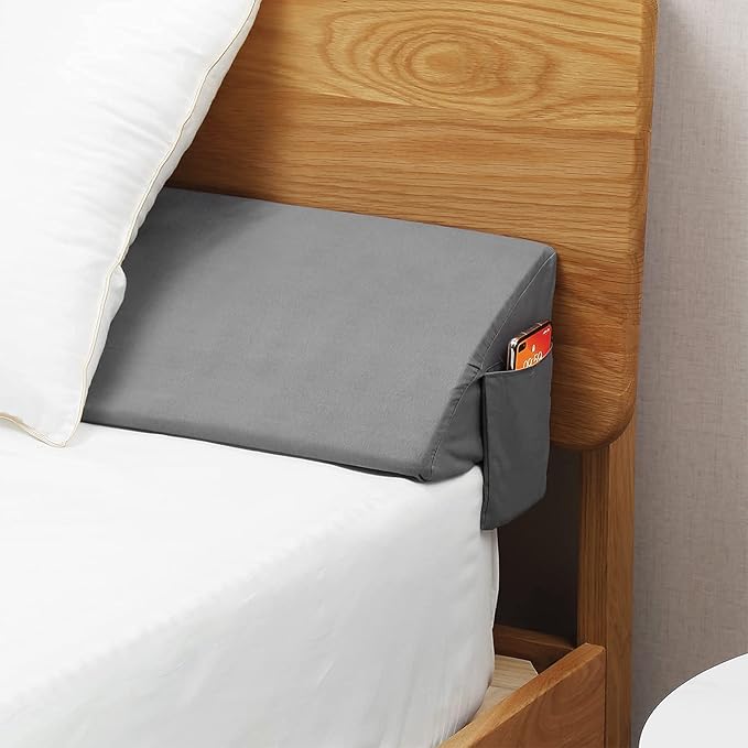 Vekkia Full Wedge Pillow Headboard/Bed Wedge Pillow for Headboard/Bed Gap Filler,Stop Loosing Your Pillows,Phone(Gray 54"x10"x6")