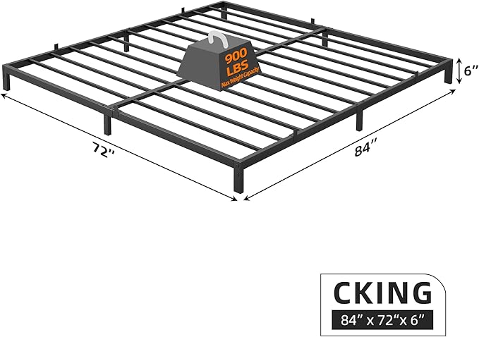 IDEALHOUSE 6 Inch California King Bed Frames with Under Bed Storage, Heavy Duty Mattress Foundation, Easy Assembly, No Box Spring Needed,84''Dx72''Wx6''H Platform Bed for Bedroom, Apartment, Metal