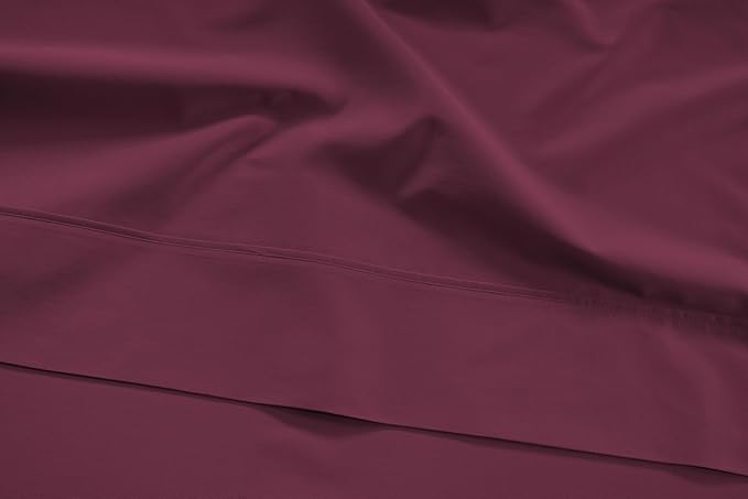 LANE LINEN King Size Bed Sheets Set - 450 Thread Count Sateen Weave for Smooth & Silky Feel On Skin - Breathable 100% Cotton Sheets for Single Beds - Fits Mattresses Upto 15'' Deep - Windsor Wine